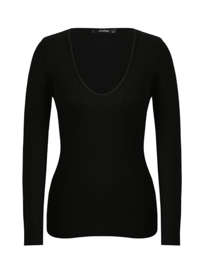 V Neck Casual T-Shirt Black  - Image 1