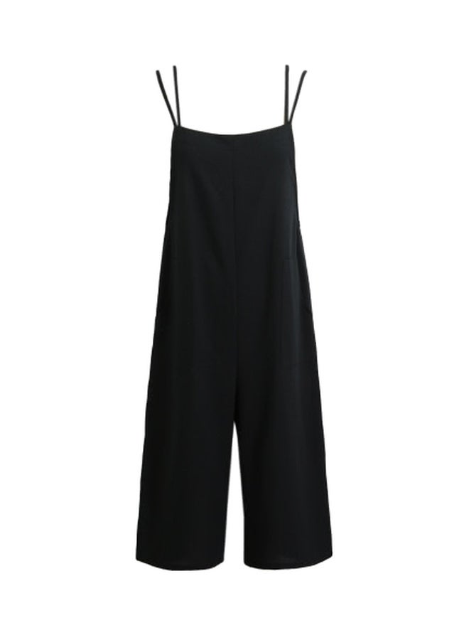 Square Neck Casual Jumpsuit Black  - Image 1