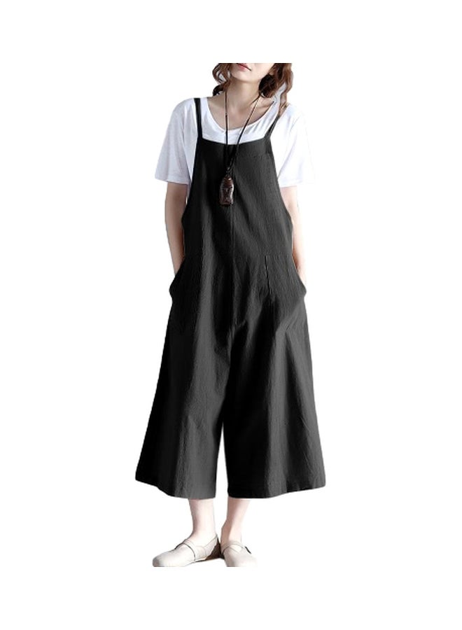 Square Neck Casual Jumpsuit Black  - Image 3