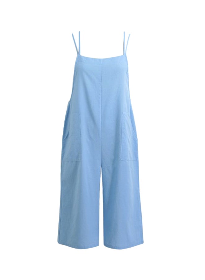Square Neck Casual Jumpsuit Blue  - Image 1