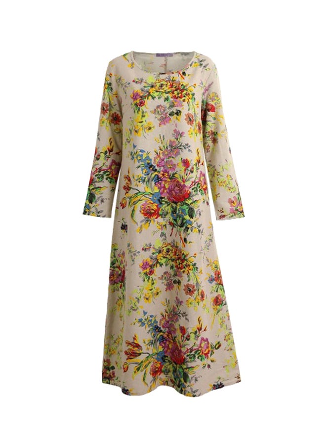 Long Sleeves Floral Dress Grey - Image 1