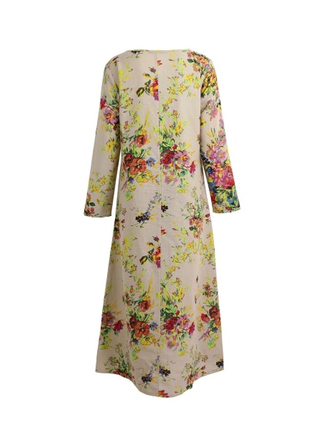 Long Sleeves Floral Dress Grey - Image 2