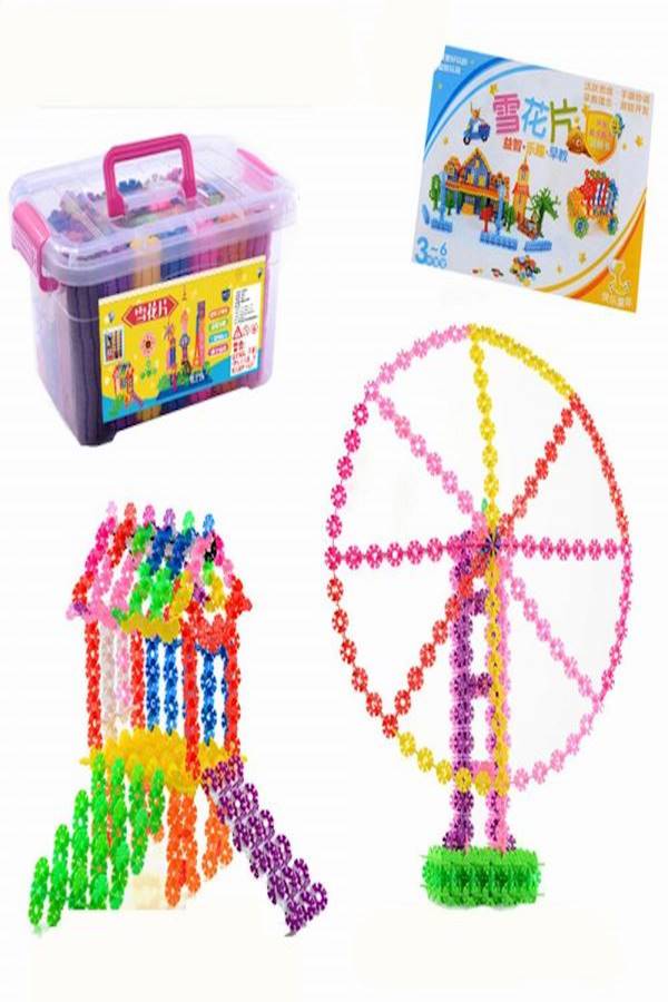 مجموعة مكعبات بناء بتصميم بلورات ثلجية متداخلة الأجزاء - Image 1