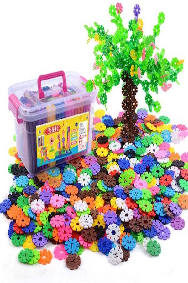 مجموعة مكعبات بناء بتصميم بلورات ثلجية متداخلة الأجزاء - Image 2