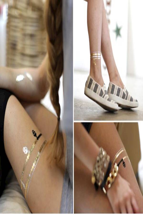 Retro Wings Tattoo Sticker Gold/Grey - Image 3