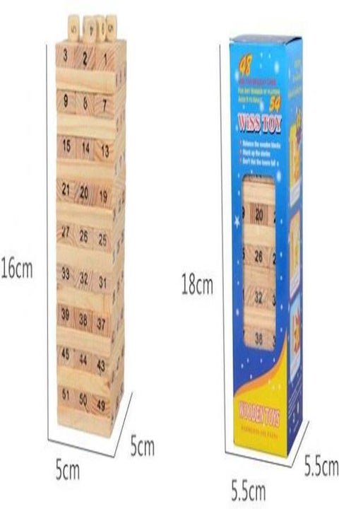 Jenga 54 Pieces Wooden Blocks Medium Size