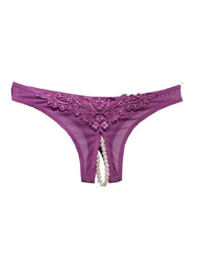 Generic - Open File Pearl Thong Purple - Image 1