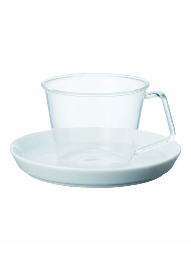 Kinto Cast Cup And Saucer White, Clear - Image 1
