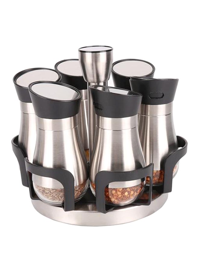 ALMUFARREJ 6-Piece Spice Bottle Set Silver/Black  - Image 1