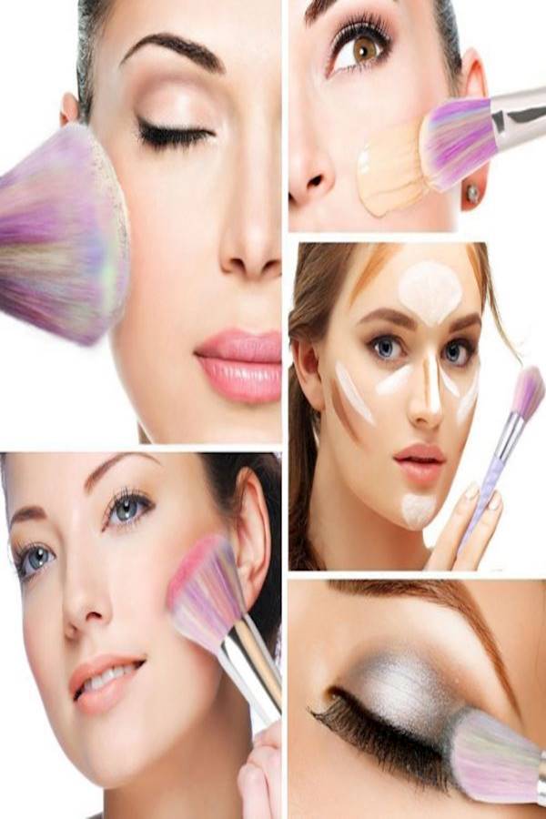 10-Piece Professional Powder Foundation Make Up Brush Set Beige - Image 4