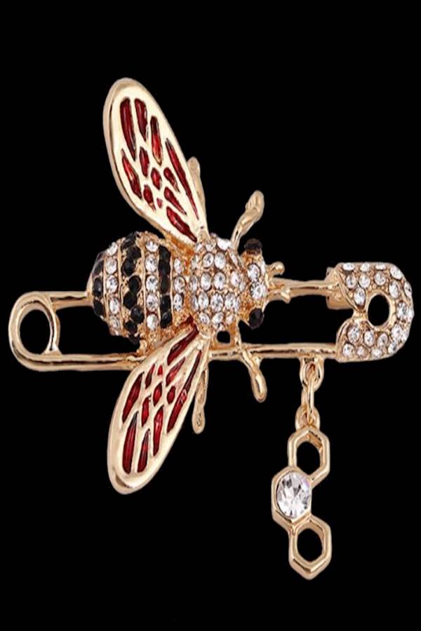 Generic - Crystal Studded Bee Shape Brooch Pin - Image 1