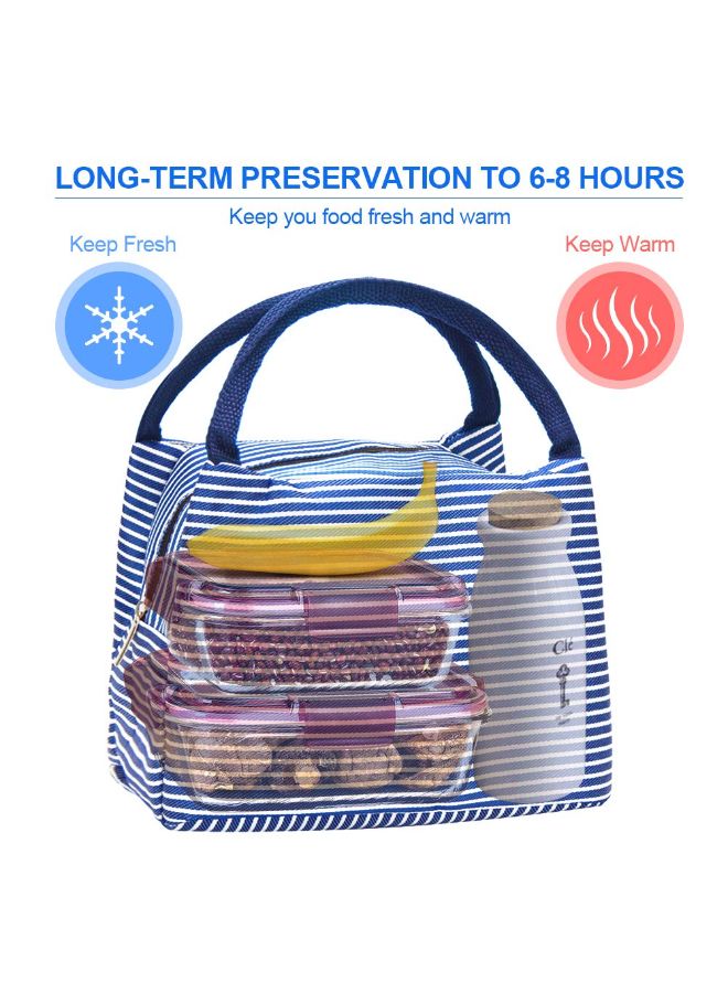 CYTHERIA Cotton Striped Design Lunch Bag Multicolour 21x15x17centimeter  - Image 2