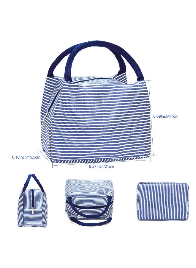CYTHERIA Cotton Striped Design Lunch Bag Multicolour 21x15x17centimeter  - Image 3