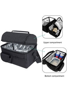 Large Capacity Insulated Keep Warm Lunch Bag Oxford Material Black 26x16x24cm - v1555395753/N23405613A_4