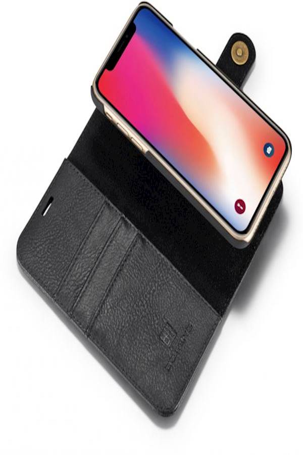 Dg مينغ غطاء حماية واق بنمط محفظة وجيب للبطاقات لهواتف أبل أيفون Xs ماكس أسود - Image 4