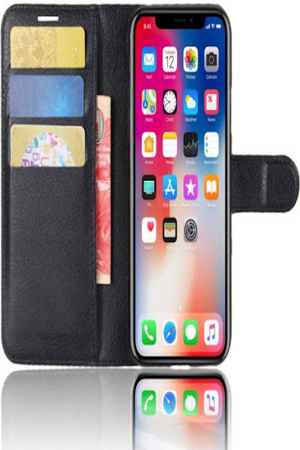 Protective Wallet Card Case Cover For Apple iPhone X/Xs Black  - Image 4