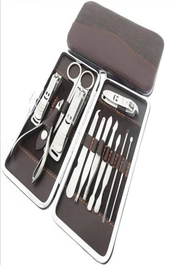 مجموعة قصافات للعناية بالأظافر من 12 قطعة فضي رمادي - Image 2