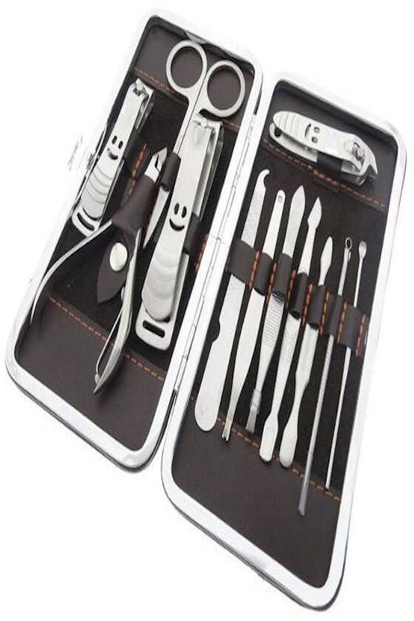 مجموعة قصافات للعناية بالأظافر من 12 قطعة فضي رمادي - Image 1