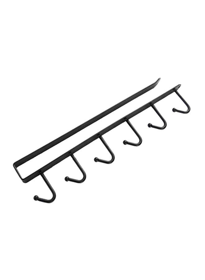 CYTHERIA Cupboard Hanging Hook Rack Holder Black 26 x 6.5 x 2.2cm  - Image 1