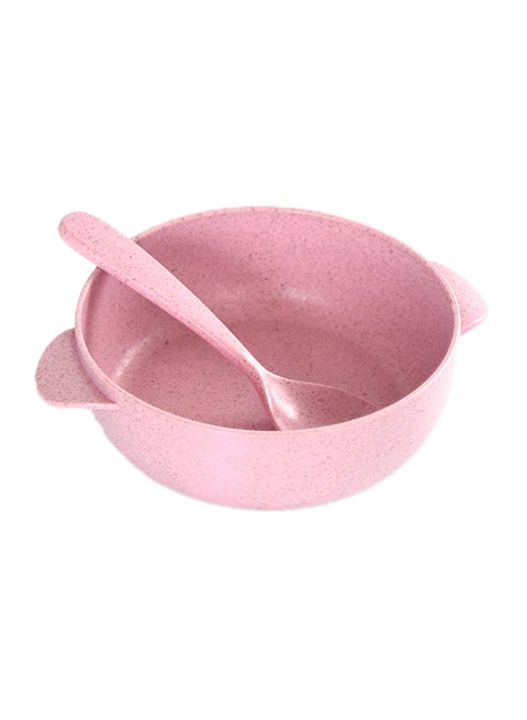 2-Piece Wheat Straw Dinnerware Set Pink 12.5cm