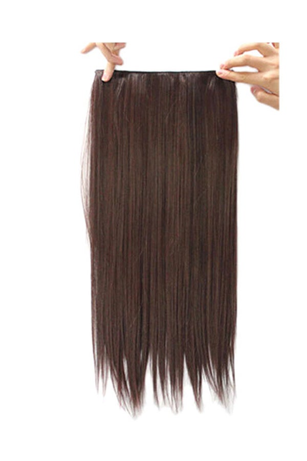 1-Piece 5 Clips Long Straight Hair Wig Dark Brown 1x1x1cm