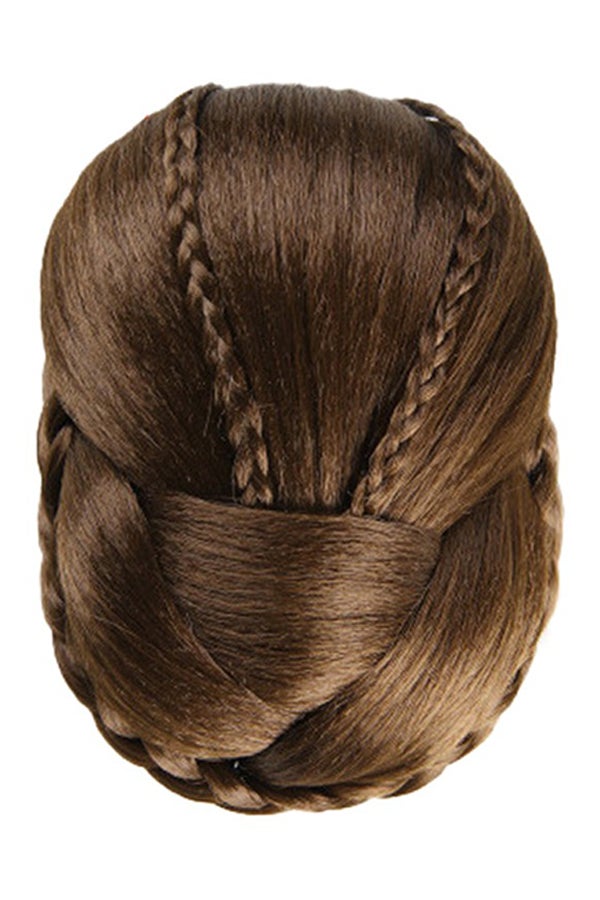 Voberry Hair Braided Wig BuN Brown 13x10x6cm - Image 1
