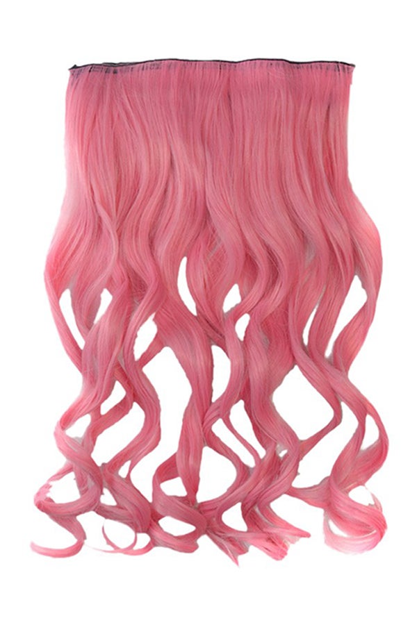 Voberry Cosplay Long Curly Hair Wig Pink 1x1x1cm - Image 1