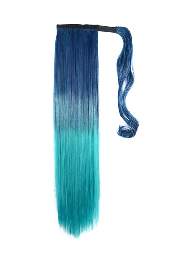 Voberry Gradient Long Straight Horsetail Wig Royal/Aqua Blue 1x1x1cm