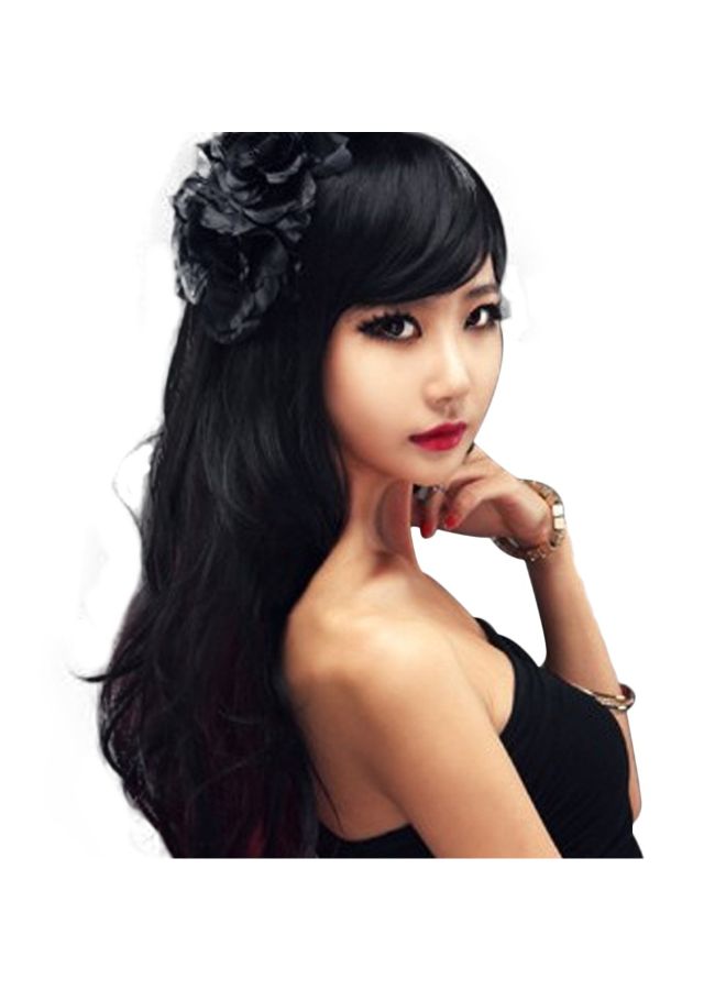 Voberry Long Curly Wavy Hair Wig Wine Red/Black 1x1x1cm - Image 2