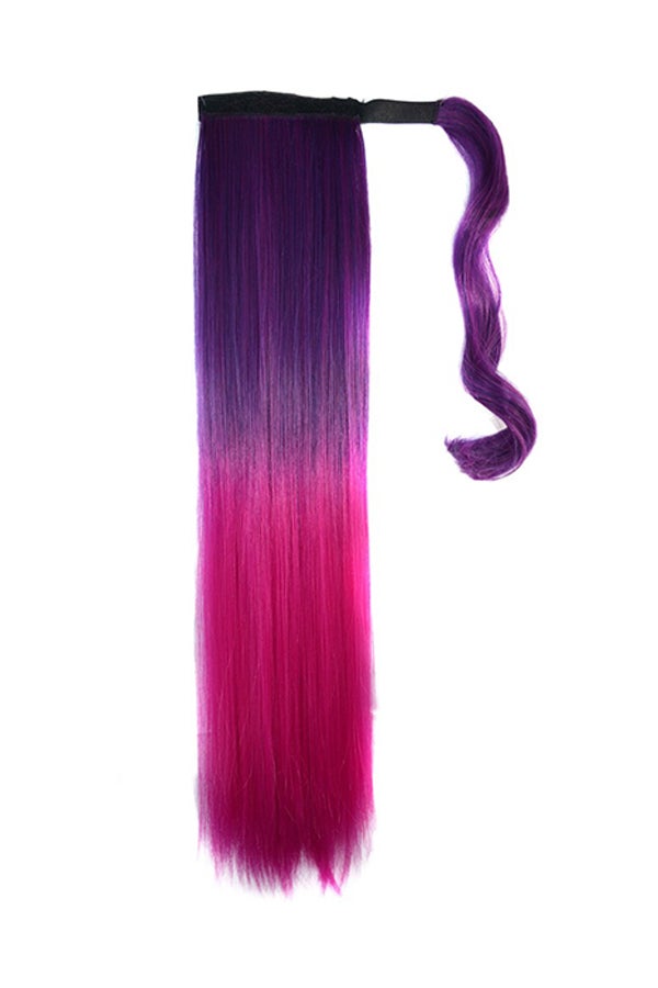 Gradient Long Straight Horsetail Wig Purple/Pink 1x1x1cm