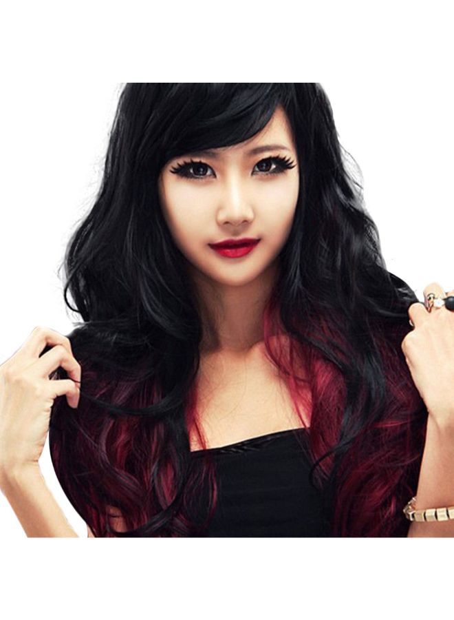 Voberry Long Curly Wavy Hair Wig Wine Red/Black 1x1x1cm - Image 3