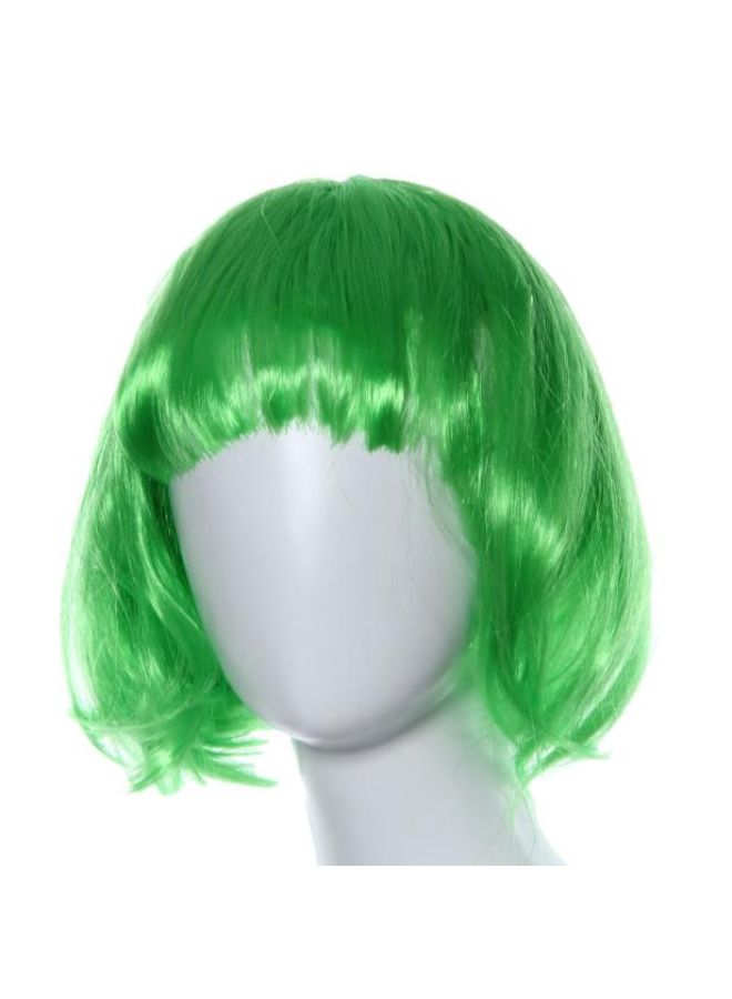 Voberry Masquerade Small Roll Bang Short Straight Hair Wig Green 27x15x1cm - Image 2