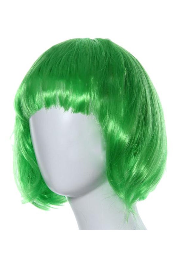 Voberry Masquerade Small Roll Bang Short Straight Hair Wig Green 27x15x1cm - Image 1