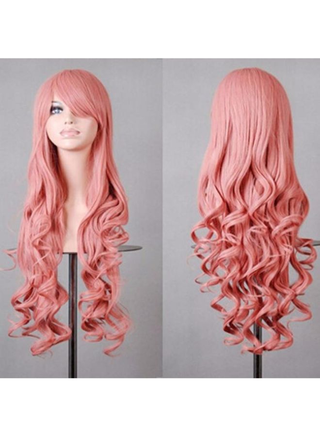 Voberry Cosplay Party Long Wavy Curly Wig Light Pink 1x1x1cm - Image 2