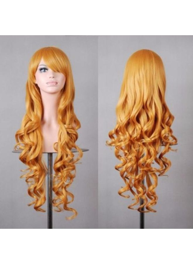 فوبيري شعر مستعار تنكري طويل ومموج ومجعد للحفلات برتقالي 1x1x1سم - Image 2