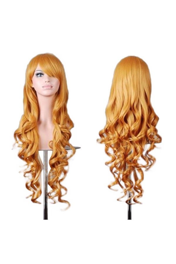 فوبيري شعر مستعار تنكري طويل ومموج ومجعد للحفلات برتقالي 1x1x1سم - Image 1