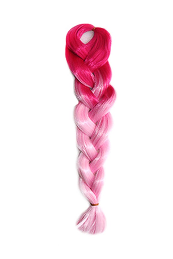 Voberry Gradient Small Braid Pigtail Wig Rose Pink 1x1x1cm