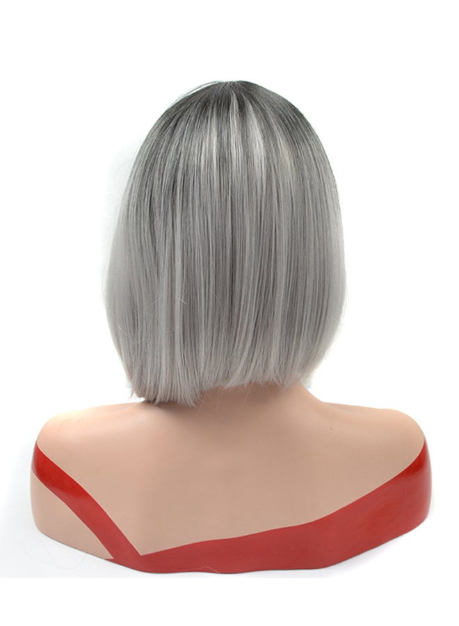 Voberry Short Sub-section Gradient Wig Silver Grey 1x1x1cm - Image 1
