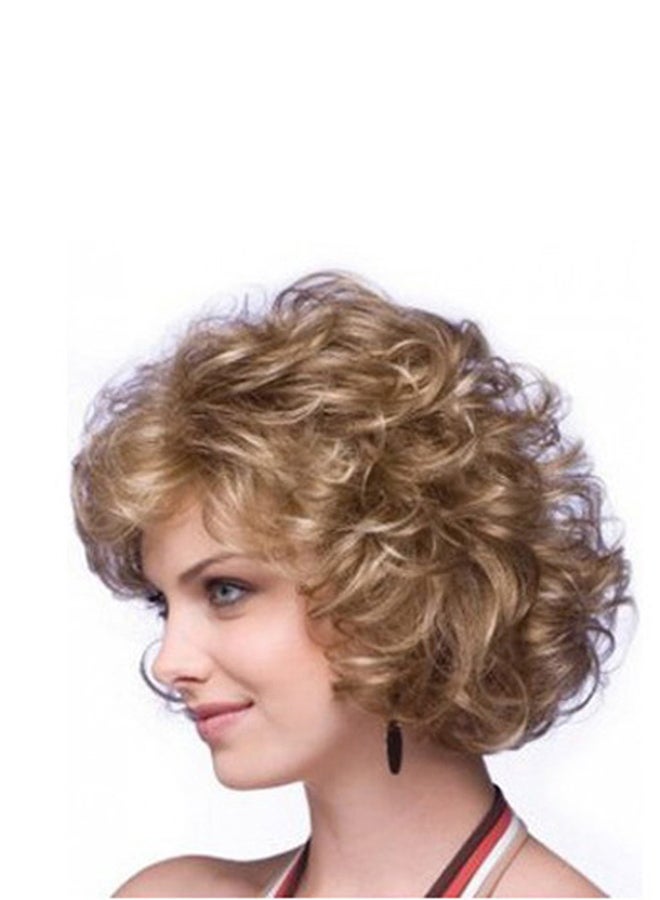 Voberry Curly Short Hoods Micro Volume Wig Brown 1x1x1cm - Image 1