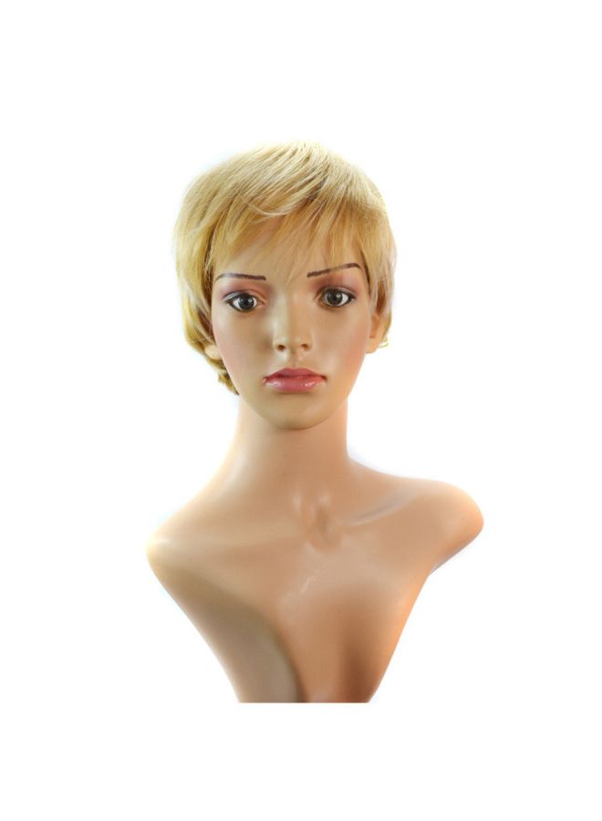 فوبيري شعر مستعار قصير ومجعد وقليل الكثافة بلوند 1x1x1سم - Image 3