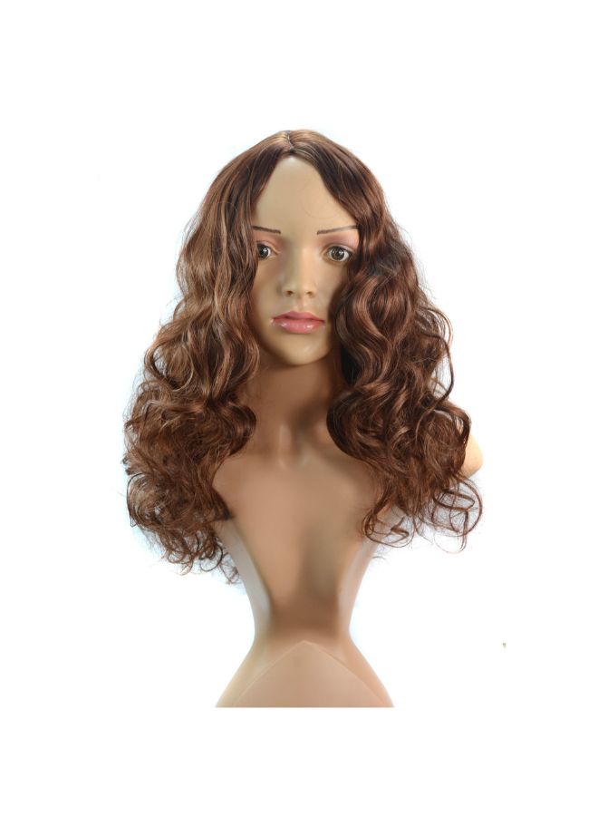 Voberry Long Curly Hair Wig Brown 31x22x5cm - Image 4