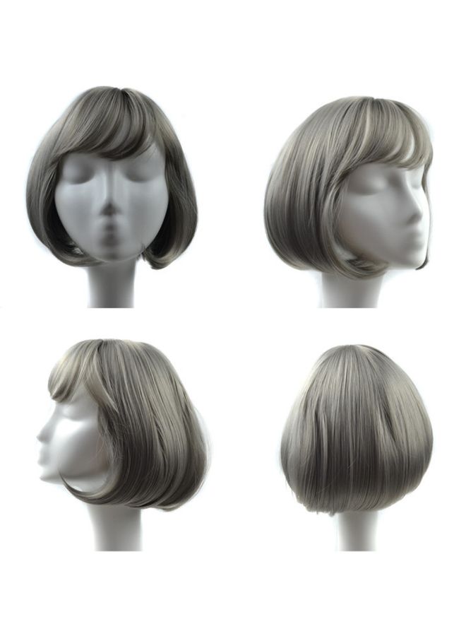 Voberry Short Sub-section Gradient Wig Silver Grey 1x1x1cm - Image 2