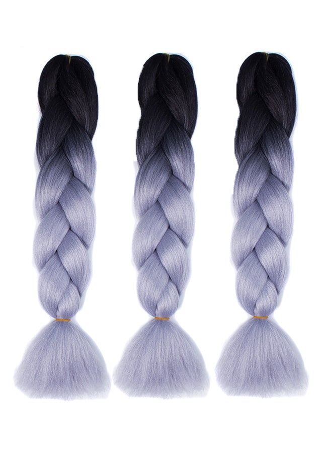 فوبيري شعر مستعار مموج على شكل ضفيرة طويلة متدرجة للحفلات أسود/ رمادي 60x4x2سم