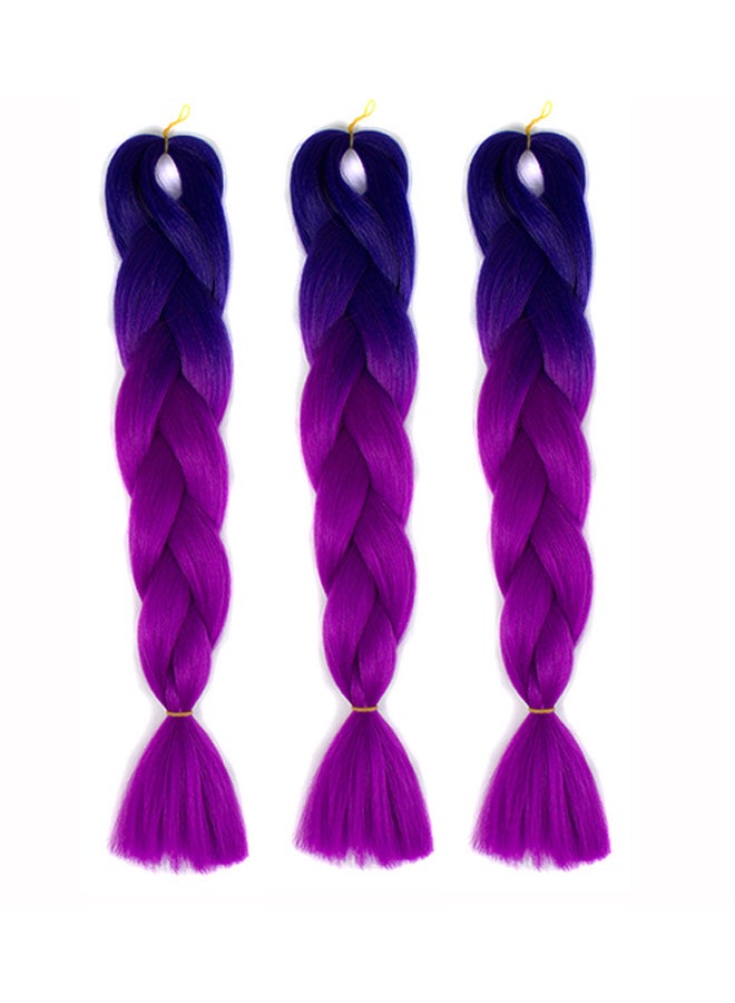 3-Piece Gradient Long Braid Wavy Party Wigs Set Purple/Blue 60x4x2cm