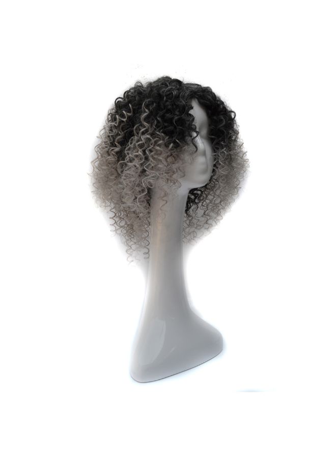 Voberry Sprial Spring Curls Kinky Synthetic Lace Wig Black/Grey 50x25x25cm - Image 5