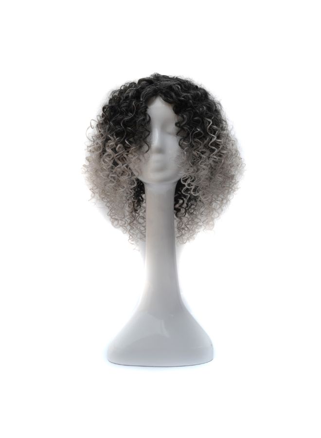 Voberry Sprial Spring Curls Kinky Synthetic Lace Wig Black/Grey 50x25x25cm - Image 1