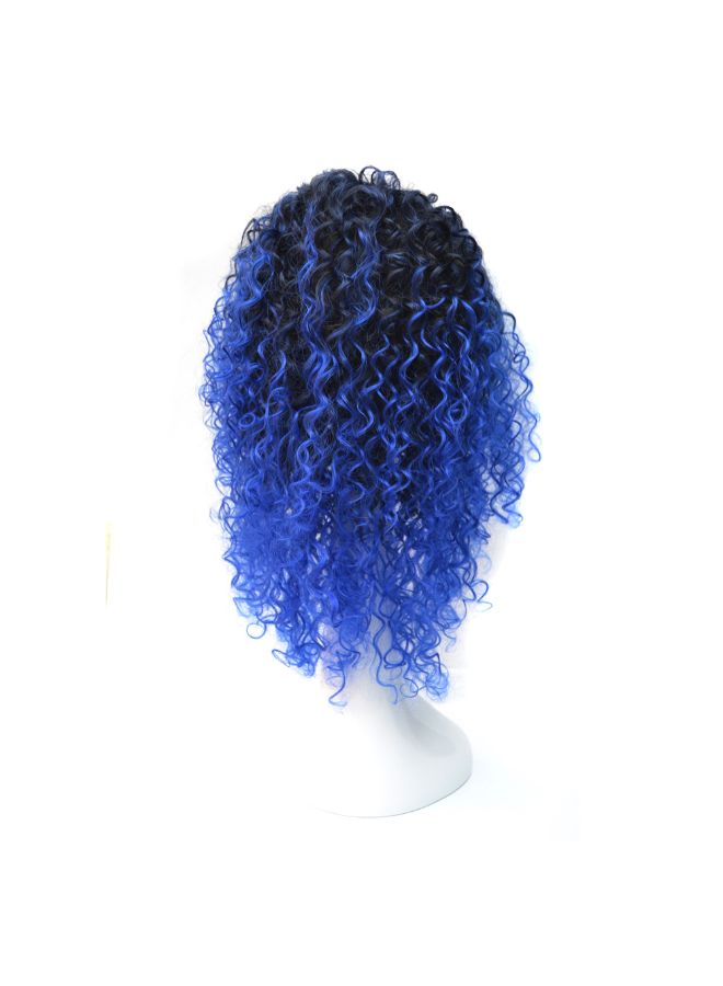 Voberry Sprial Spring Curls Kinky Synthetic Lace Wig Black/Royal Blue 50x25x25cm - Image 2