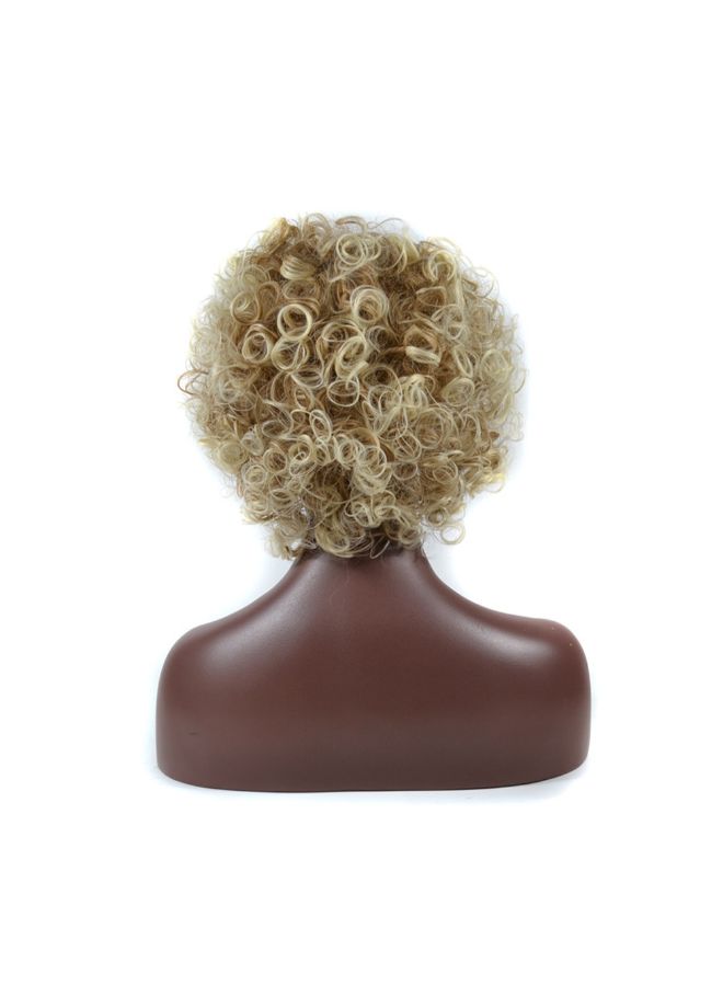 فوبيري شعر مستعار اصطناعي برباط بتصفيفة حلزونية متموجة وغريبة بني 30x25x25سم - Image 5