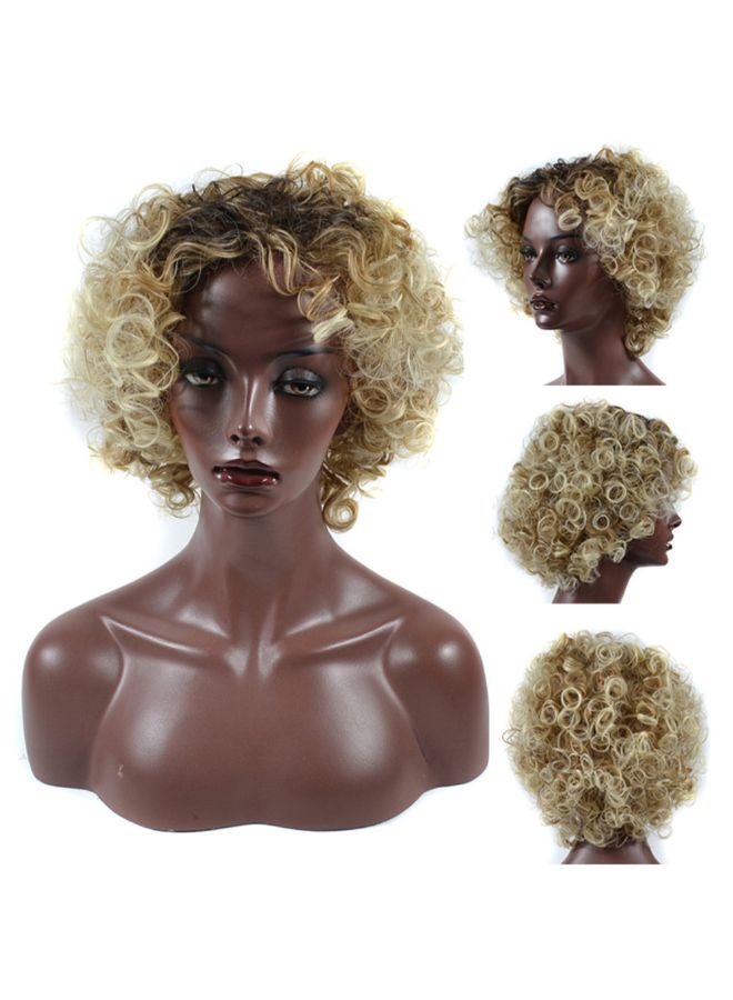 فوبيري شعر مستعار اصطناعي برباط بتصفيفة حلزونية متموجة وغريبة بني 30x25x25سم - Image 2