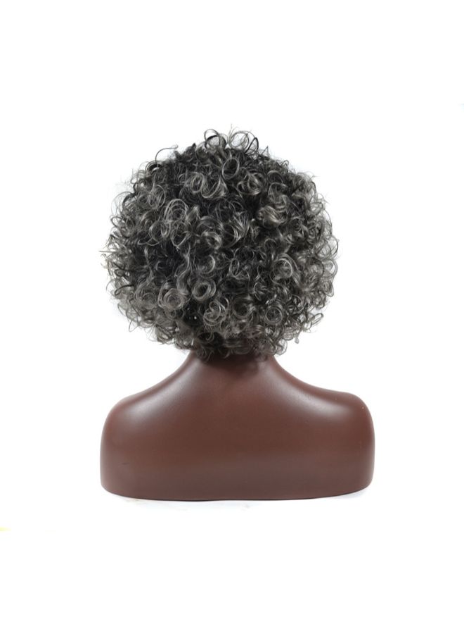 Voberry Sprial Spring Curls Kinky Synthetic Lace Wig Black/Grey 30x25x25cm - Image 5